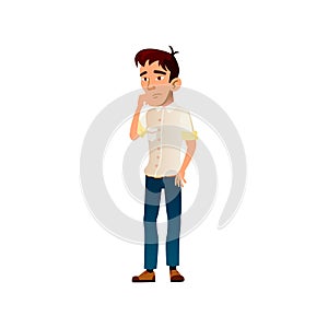 dejected boy thinking cartoon vector