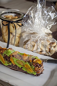 Dekorativ chocolate marzipan bread photo