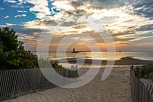 Delaware Breakwater East End Lighthouse at sunset