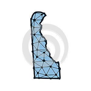 Delaware state map polygonal illustration made of lines and dots