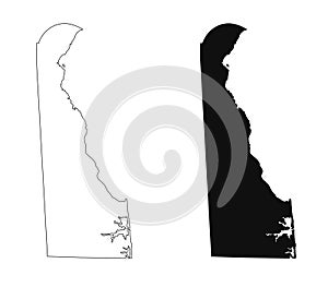 Delaware state outline County map set - United States