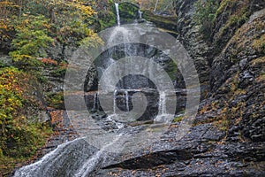 Delaware Township, Pike County, Pennsylvania, USA: Autumn foliage surrounds Dingmanâ€™s Falls