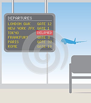 Delayed flights board