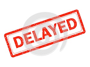 Delayed red rubber stamp on white background. delayed stamp sign