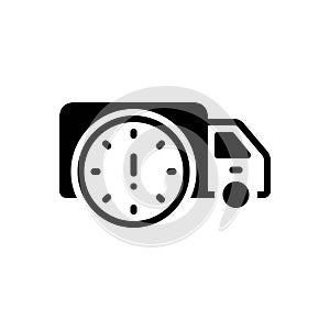 Black solid icon for Delays, postponement and vehicle