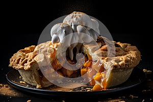 Delectable apple pie showcased on a stylish black background