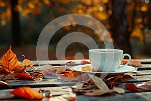 Delectable Autumn coffee tea. Generate Ai photo