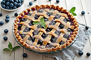Delectable Blueberry pie food on table. Generate Ai