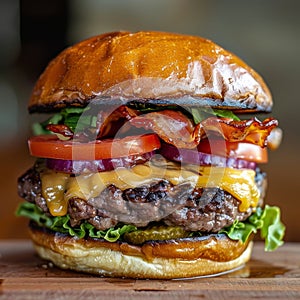 Delectable burger a tempting culinary delight to satisfy your taste buds and cravings photo