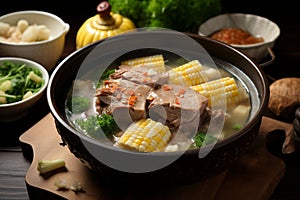 Delectable Chinese creation Corn and pork bone soup satisfaction