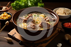 Delectable Chinese creation Corn and pork bone soup satisfaction