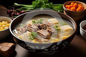 Delectable Chinese creation Corn and pork bone soup satisfaction