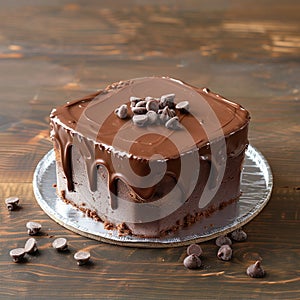 Delectable chocolate cake adorned with velvety soft ganache, sweet treat