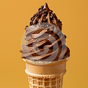 Delectable chocolate ice cream cone