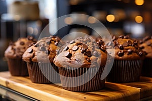Delectable Chocolate muffins dessert. Generate Ai