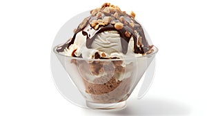 Delectable chocolate sundae with nuts