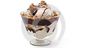 Delectable chocolate sundae with nuts