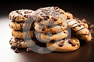 Delectable cookies adorned with chocolate pieces stand out on white