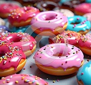 Delectable Delights: 3D Render of Tempting Donuts