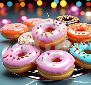 Delectable Delights: 3D Render of Tempting Donuts