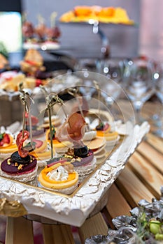 Delectable Food Display at Catering Event with Blurred Background photo