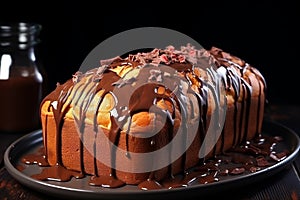 Delectable homemade nutella swirl pound cake displayed on an elegant white plate