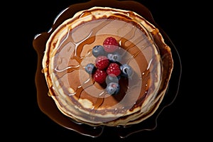 Delectable Pancakes with top berry. Generate Ai