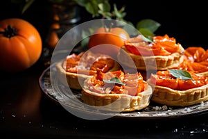 Delectable Persimmon pastry pies. Generate ai