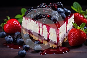 Delectable Piece cheesecake berry. Generate Ai