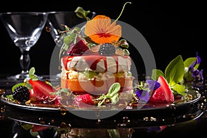 A Delectable Portrayal of Gourmet Artistry Paired with the Finest Beverage for Food Enthusiasts