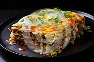 Delectable Ramen lasagna food on table. Generate Ai