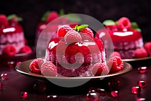 Delectable Raspberry cakes. Generate ai