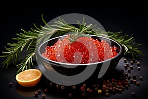 Delectable Red caviar. Generate Ai