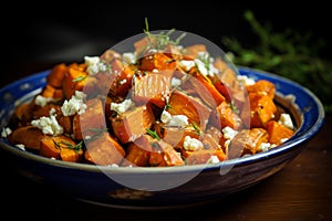 Delectable Roasted sweet potatoes. Generate Ai photo