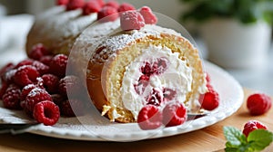 Delectable roll cake made with sponge