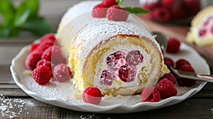 Delectable roll cake made with sponge