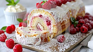 Delectable roll cake made with sponge