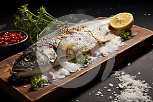 Delectable Sea bass cooked. Generate Ai photo