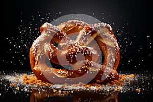 Delectable Soft baked pretzel with salt. Generate ai