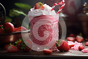 Delectable strawberry milkshake with fresh berries