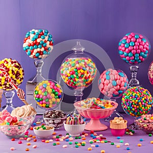 Delectable treats adorning candy buffet, a sugar coated spectacle