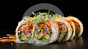 A delectable vegetarian sushi roll, bursting with flavor.