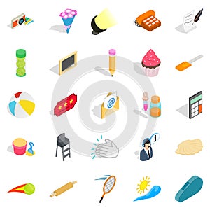 Delectation icons set, isometric style