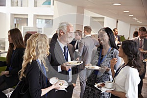 Delegates Networking During Conference Lunch Break