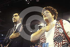 Delegates recite the Pledge of Allegiance