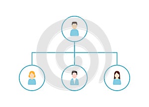 Delegating and Organization structure icon.