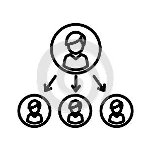 Delegating Task Black And White Icon Illustration