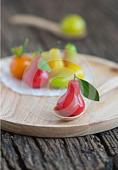 Deletable imitation fruits, Thai dessert, rose apple