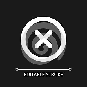 Delete button pixel perfect white linear ui icon for dark theme