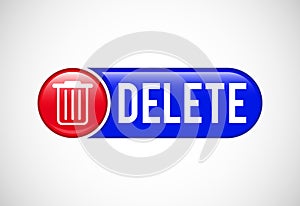 Delete button trash can, bin symbol. Delete web icon vector illustration